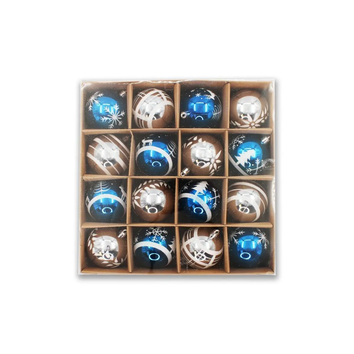 212 MAIN Shatterproof Christmas Tree Ornament Set - 16-Pack 2.5 in. Blue & Silver Balls, Festive Home Decor, Room Decor, House Accents, House Decor