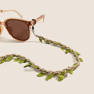 Forest Style Rope Glasses Chain Polyester Woven Green Leaves Anti Loss Glasses and Mask Chain Glasses Accessories