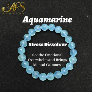 AFS Crystal Serene Communication Bracelet Aquamarine Stone for Courage & Calm Ocean Blue Crystal Jewelry for Soothing Anxiety & Speaking Your Truth Gift for Empaths & Speakers