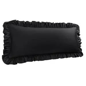 PiccoCasa Cotton Body Ruffled Pillowcase 1Pc, Soft Breathable Pillow Covers with Envelope Closure, 4inch Hem Microfiber Pillow Case