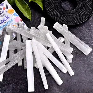 10pcs/ 5pcs/3pcs/1pcs Set Selenite Crystal Stick Chips Gypsum White Quartz Rough Point Stone, Perfect for Home Collection & Gift for Valentine' s Day and Holidays, Desk Accessory, Quartz Crystals
