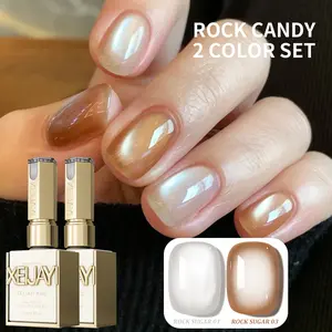 2PCS*15ML Rock Candy Cat's Eye 01+03 Set 2 Colors 15ml Reflective Cat's Eye Magnetic Nail Gel Soaking UV LED Gel Salon Female Nail Art Tools Fashion Holographic Nail Art