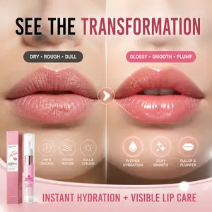 Peptide Brightening Lip Serum, Hydrating & Plumping Tinted Lip Gloss, Moisturizing Lip Balm with Polypeptides & Squalane for Glossy Sheer, Smooth Lips