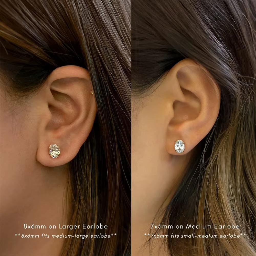 0.5-5ct Oval Cut Moissanite Stud Earring for Women D Color Sparkling Diamond 925 Sterling Silver Ear Studs Party Jewelry Gifts