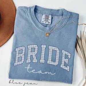 Team Bride Shirt Gingham, Bachelorette Party Comfort Colors Tee, Matching Bridal Party T-Shirt, Bridesmaid Gift, The Bach Club Crew Shirt