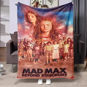 1pc Stranger Things Max Crossover Flannel Blanket, Retro Sci-Fi Design, Soft Warm Multi-Purpose Throw for Couch Bed Office Camping Travel