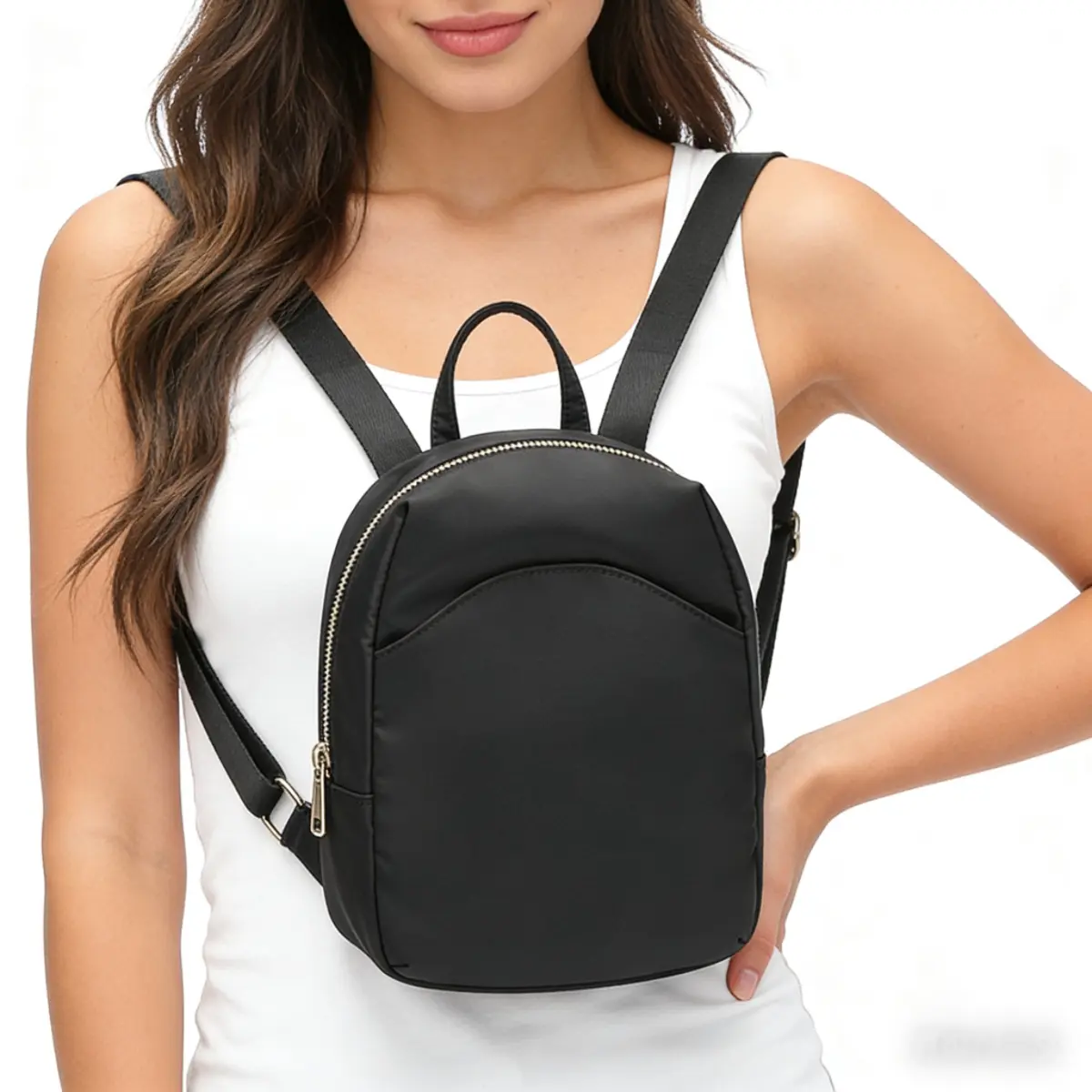 Mini Casual Backpack Lightweight Nylon Shoulder Bag Waterproof Durable Adjustable Straps Compact Size Fits Essentials