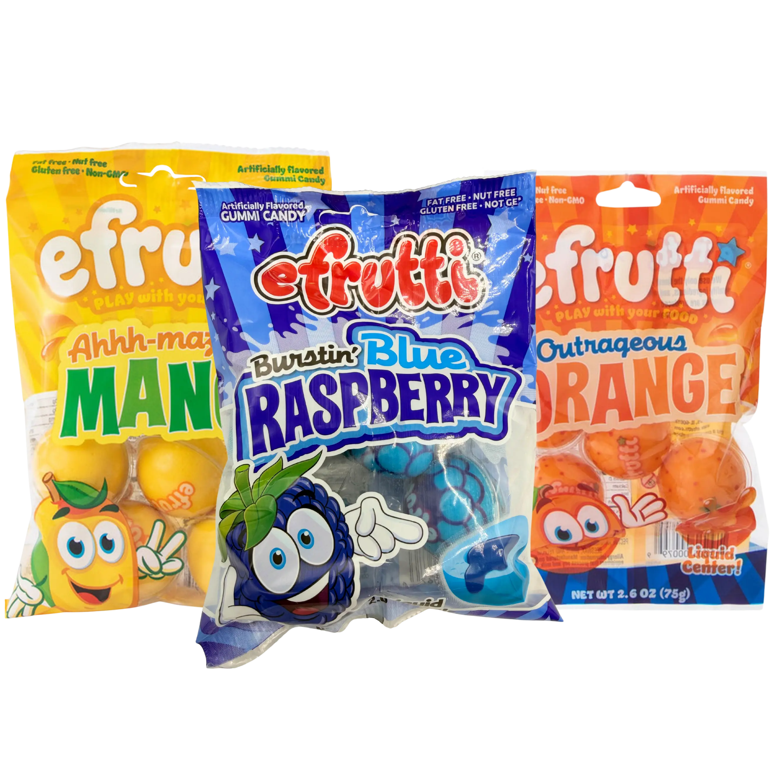 Efrutti Burstin' Blue Raspberry Gummi Candy with Liquid Center - 3 Packs