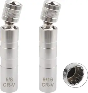 5/8" and 9/16" Spark Plug Socket Set,Thin Walled  Spark Plug Socket, Accessories Universal Joint 3/8" Drive 12 Point Swivel Socket ,Compatible with  Nissan