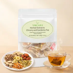 Chicory & Gardenia Herbal Tea 20 Bags Ready-to-Eat Orange Peel & Chrysanthemum Cool Relief Heat Vegan Healthy Beverage  ，a Traditional Healthy Tea for Men and Women, 100g Natural Ingredients Individually Packaged