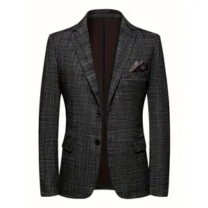 Men's Elegant Single Breasted Blazer Jacket - Regular Tailored Fit Suit Coat With Notch Lapels - For Business & Daily Wear - Spring & Fall - For Men - Wool Blend - Perfect Gift for Formal Occasions