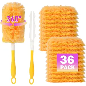 36 Pack Dusters Compatible with Dusters for, with 1 Handle, Multisurface 360° Dusters with 4X Microfibers, Disposable Duty Duster Refills, Helps Remove Allergens