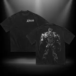 Atom Real Steel Menswear Gift for Movie Fans Top Apparel Classic Oversized Seamless Simple Straight Man Designer Shirts Men's Regular Fit Floral Print Tee Heavyweight Cotton T-Shirts Featuring Epic Panther Design