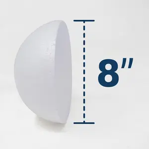 8" Craft Foam Half Ball - Smooth Half Foam Polystyrene Balls for Craft and Project, Pack of 4