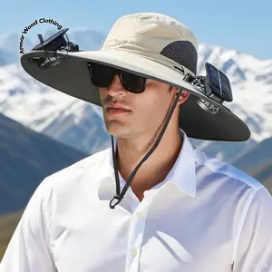 2025 Solar-Powered Cooling Hat – Wide Brim UPF 50+ Sun Protection with Rechargeable Fan Dual-Power (Solar/Battery) for Fishing, Hiking & Outdoor Adventures