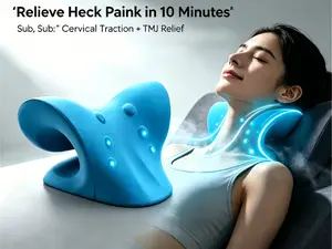 Neck Stretcher, Neck Hump Corrector, Neck and Shoulder Relaxer – Cervical Traction Pillow for Muscle Relaxation & TMJ Comfort (Blue)