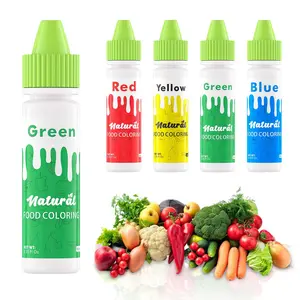 4 Natural Plant-Based  Food Coloring 0.35 Fl oz 10ml / Bottle Vegan Food Coloring for Icing & Frosting, Bright Colors for Cake Decorating, Kids-Safe Easter Baking Supplies  Cream Nata
