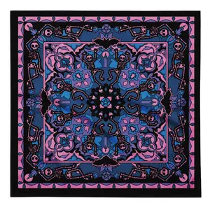 Pastel Skeleton Bandana, Dark Candycore Goth Headscarf w/ Dancing Skulls, Macabre Vaporwave Tarot Wrap Cloth, Cute Pink Gothic Pet Collar