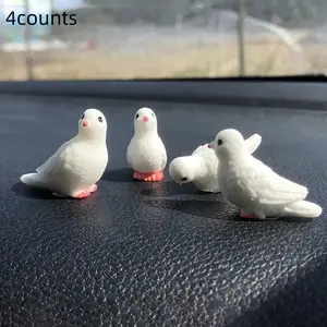 Set of 4 Car Decorations Resin Pigeon Statues, Car Interior Decoration, Beach Theme Mini Birds for Home Indoor Outdoor Use, Perfect Party Gifts & Crafts, Car Ornament