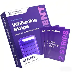 DRDENT Purple Teeth Whitening Strips-42 strips 21 Whitening Sessions - Safe for Enamel - Non Sensitive Teeth Whitening - Peroxide-Free
