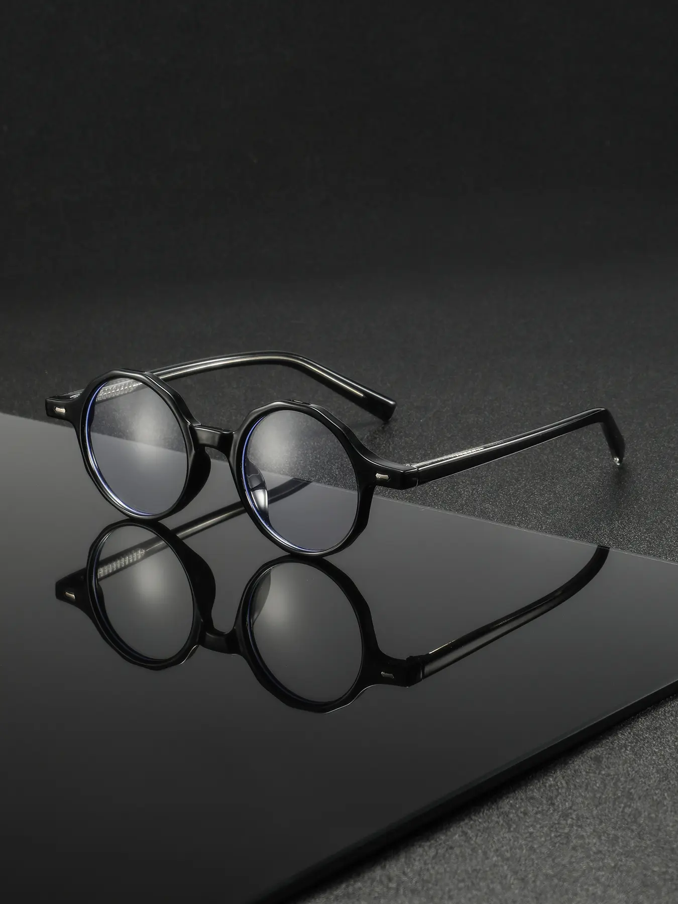 Men's PC Classic Vintage Round Full Frame Blue Light Blocking Glasses, Preppy Style Casual Fashion Decorative Eyewear for All Seasons, Round Frame Eyeglasses, Fashionable Frames Glasses, High Quality Eyewear, Casual Stylish Glasses