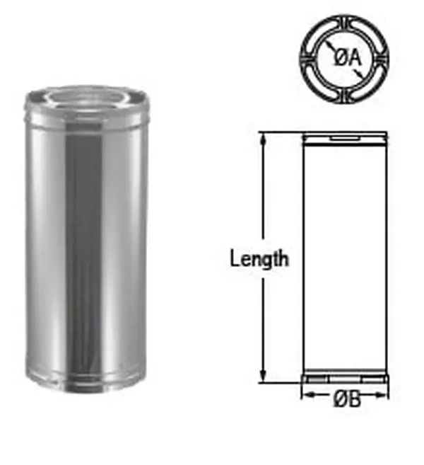 M & G Duravent 6DP-06 6 Inch x 6 Inch Dura-Vent Dura/plus Chimney Length Inner Liner 430-alloy Stainless Galvanized Outer Wall, Stoves, Boilers, Fireplaces