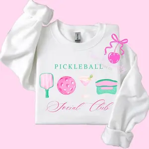 Pickleball Social Club - Comfort Colors Tee - Pink Pickleball Crewneck