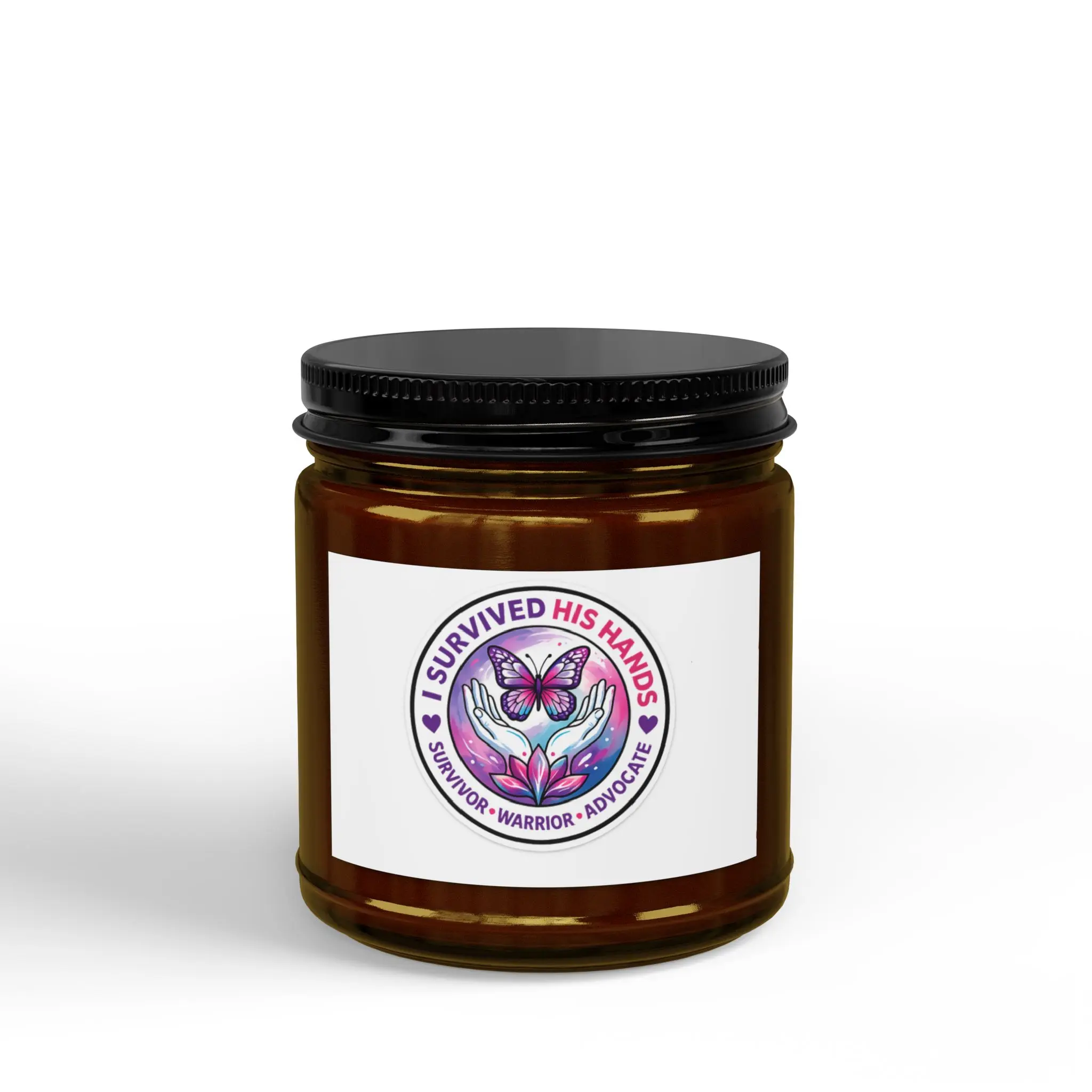 I Survived His Hands Butterfly Candle 4oz or 9oz Soy Candle