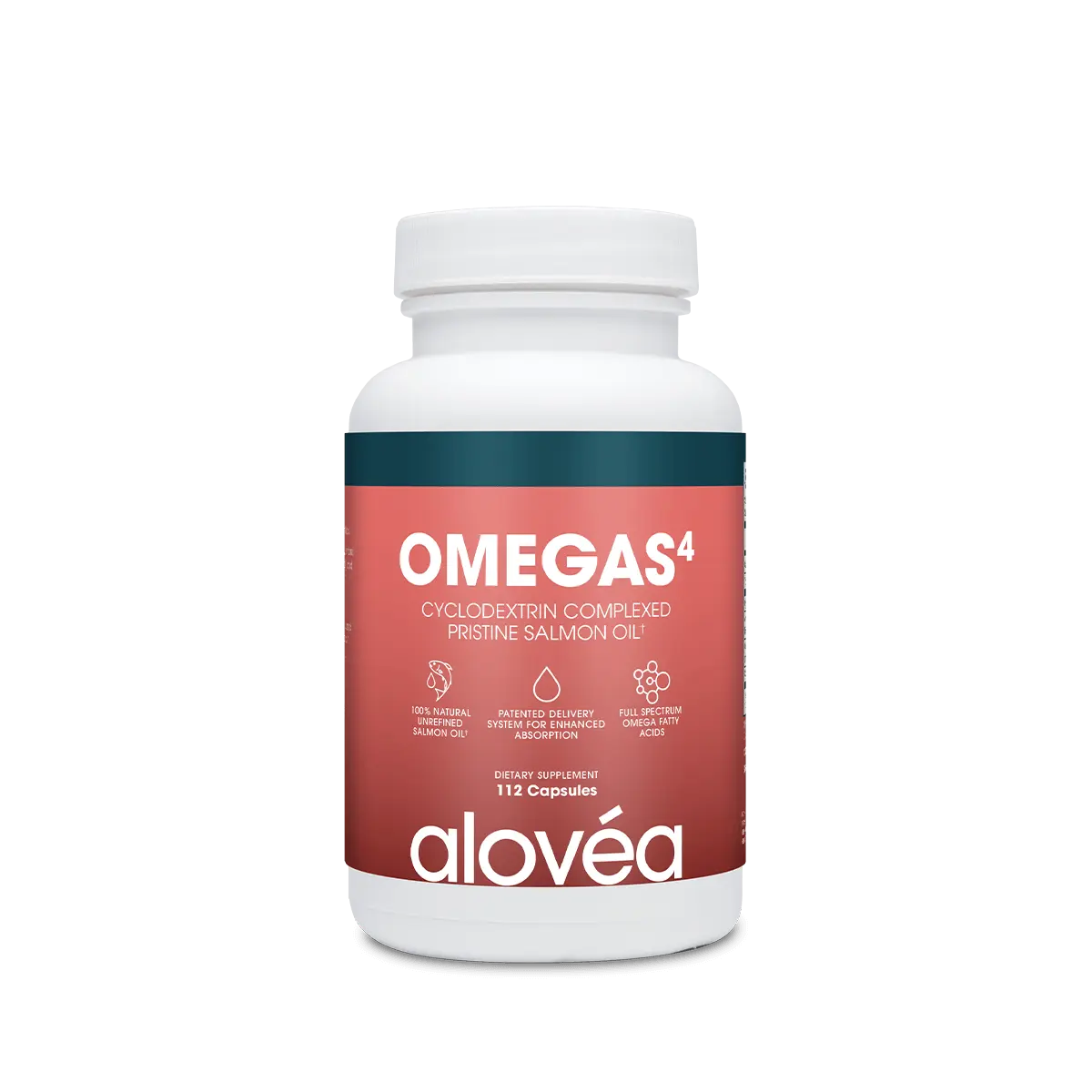 Alovéa Omegas4 – Natural Full-Spectrum Norwegian Salmon Oil Omega-3 with Enhanced Absorption & Bioavailability, 112 Capsules
