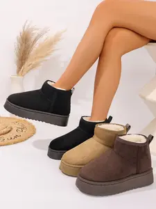 Women's Classic Thick Sole Snow Boots Faux Suede Lined Warm Memory Foam Insole Lightweight Anti-Slip Indoor Outdoor Winter Fashion