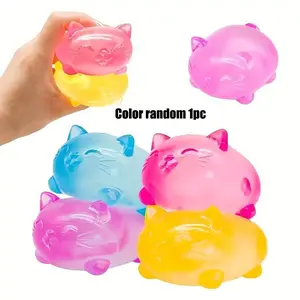 1pc Cute Cat Stress Relief Ball, Children's Multi piece Party Gift Pack, Slow Bounce TPR Plastic Toy - Perfect as Classroom Rewards, Birthday and Festival Gifts, Fun Cat Design, Slow Bounce Material