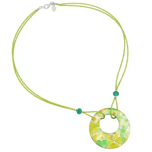 Glass Of Venice Murano Glass Lava Necklace - Silver and Green