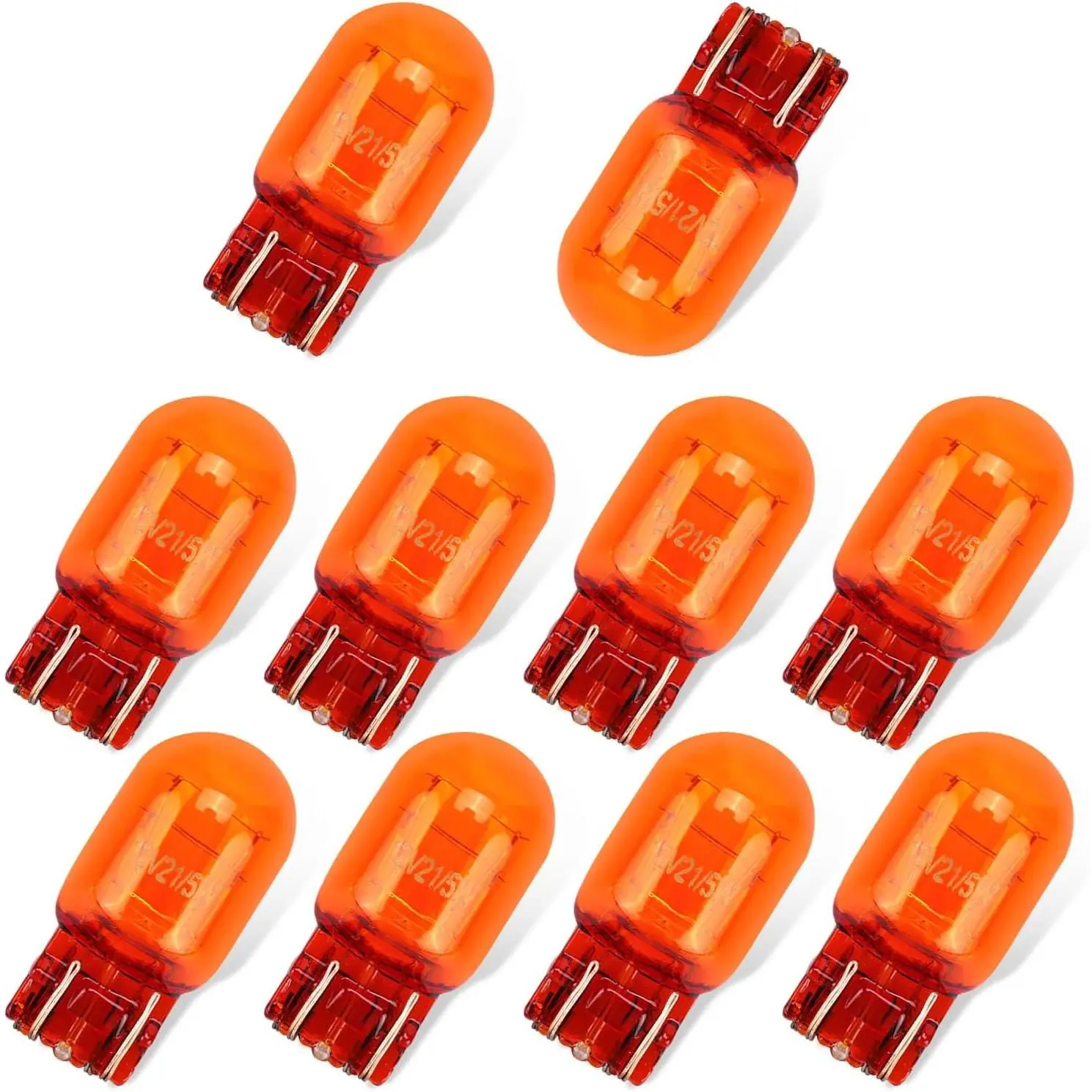10 PCS Brake Light Bulb, T20 Automotive Miniature Bulb, Daytime Running Light, Turn Signal Light Replacement, Universal for Cars, Trucks, SUV (Yellow # Double Filament)