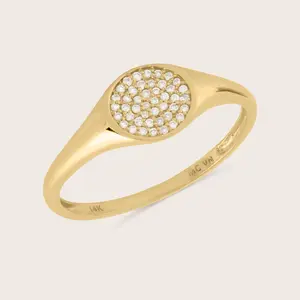 14k Yellow Gold Lab Grown Diamond Signet Ring