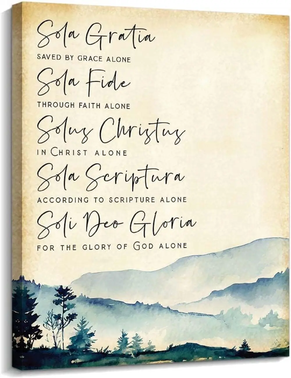The 5 Solas Bible Scripture Wall Art, Five Solas Christian Poster, Reformation Faith Wall Decor, Protestant Christian Artwork, Bible Verse Art Print, Vintage Christian Wall Art, Religious Home Decor, Living Room Bedroom Canvas Wall Art, Church Office