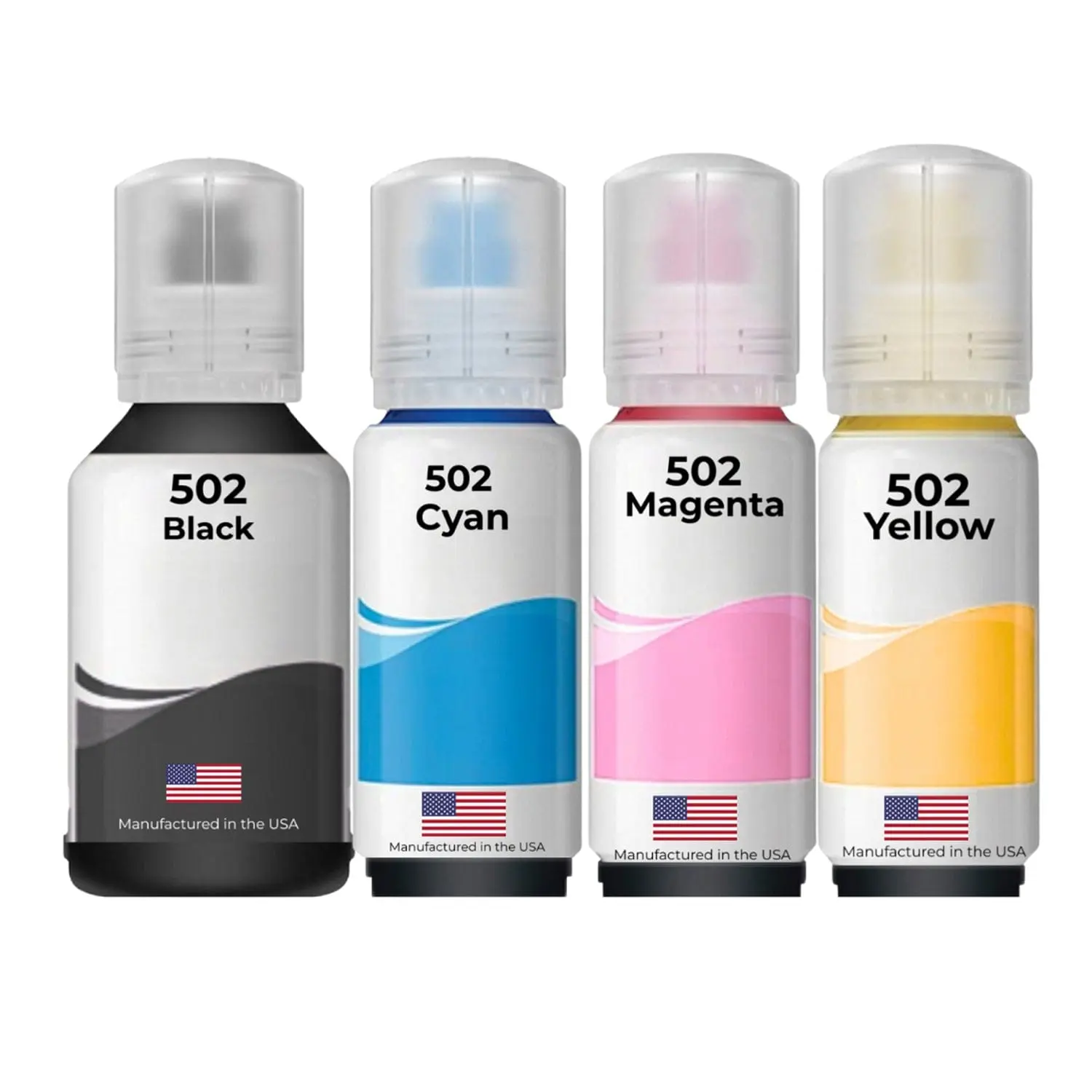 Replacement Ink Bottles For Epson 502 140 ml Pigment Black and 3 Color 70ml Combo 4-Pack