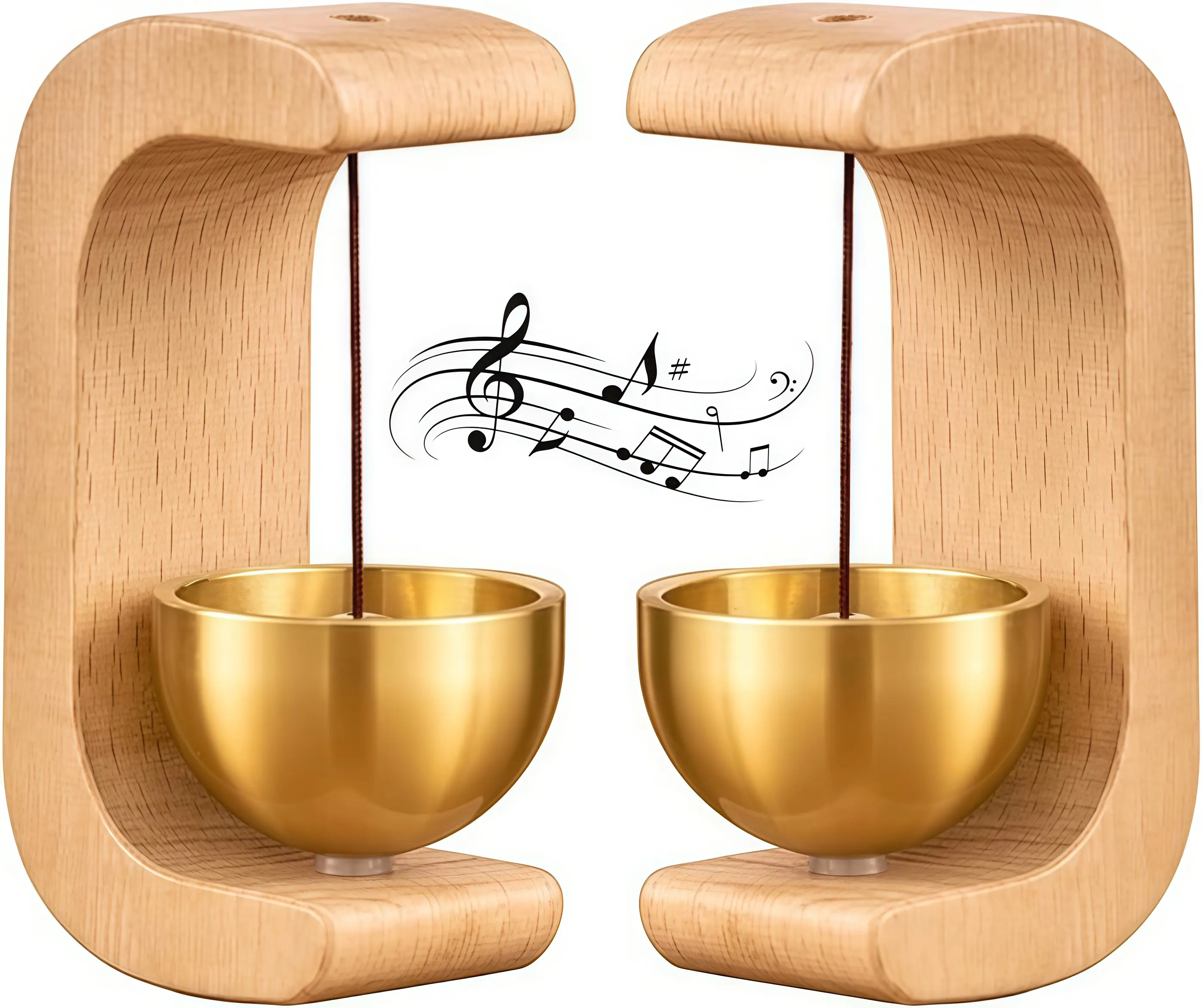 1pcs Japanese entry-level reminder bell, calm meditation copper bell for home decoration, store welcome doorbell, Zen decoration table bell, wooden bracket copper bell, automatic impact bell, desktop blessing bell, entrance reminder bell