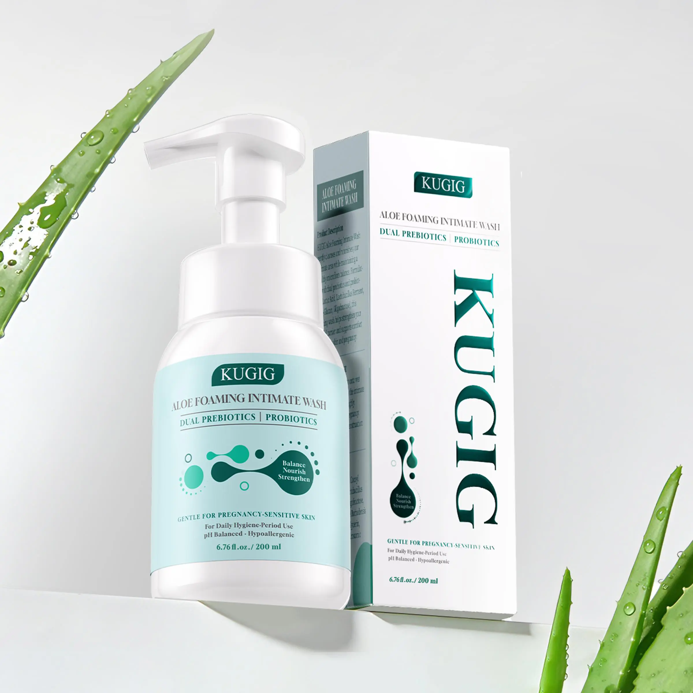 KUGIG pH Balance Feminine Wash with Probiotics, Prebiotics & Beta-Glucan - Moisturizing Intimate Cleanser for Sensitive Skin, Alcohol-Free Foaming Mousse, Kugig Wash Feminine Wash