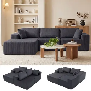 Modular Sectional Sofa Couches 108" L-Shape Couch 3 Seat Modular Sofa Memory Foam Sectional Couches for Living Room, Boneless Couch with Oversized Chaise
