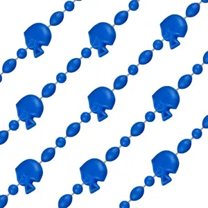 212 MAIN Blue Helmet-Shape Bead Non-Metallic Necklaces, with Plastic Bead Accents - Pack of 12 (Festive & Party Supplies, Party Bag Gifts)
