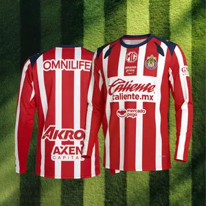 2526 Chivas De Guadalajara Home Red Long sleeves Top Football Soccer Jerseys Liga Mx