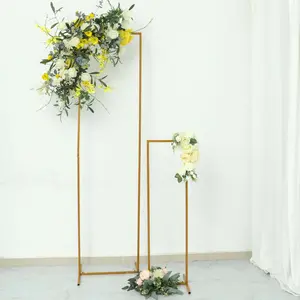 Slim Gold Metal Wedding Arch 6.5ft Rectangular Backdrop Stand - Floral Display Frame