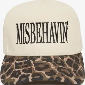 Misbehavin' Leopard Print Baseball Cap with Bold Lettering and Unique Design