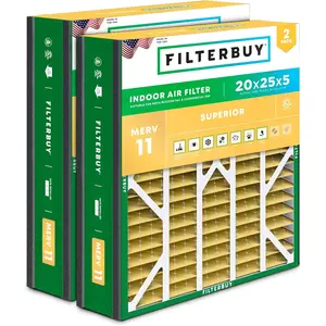 Filterbuy 20x25x5 Air Filter (2-Pack), Pleated MERV 11 Allergen Defense HVAC AC Furnace Air Filters for Trion Air Bear, Generalaire, Skuttle, and More