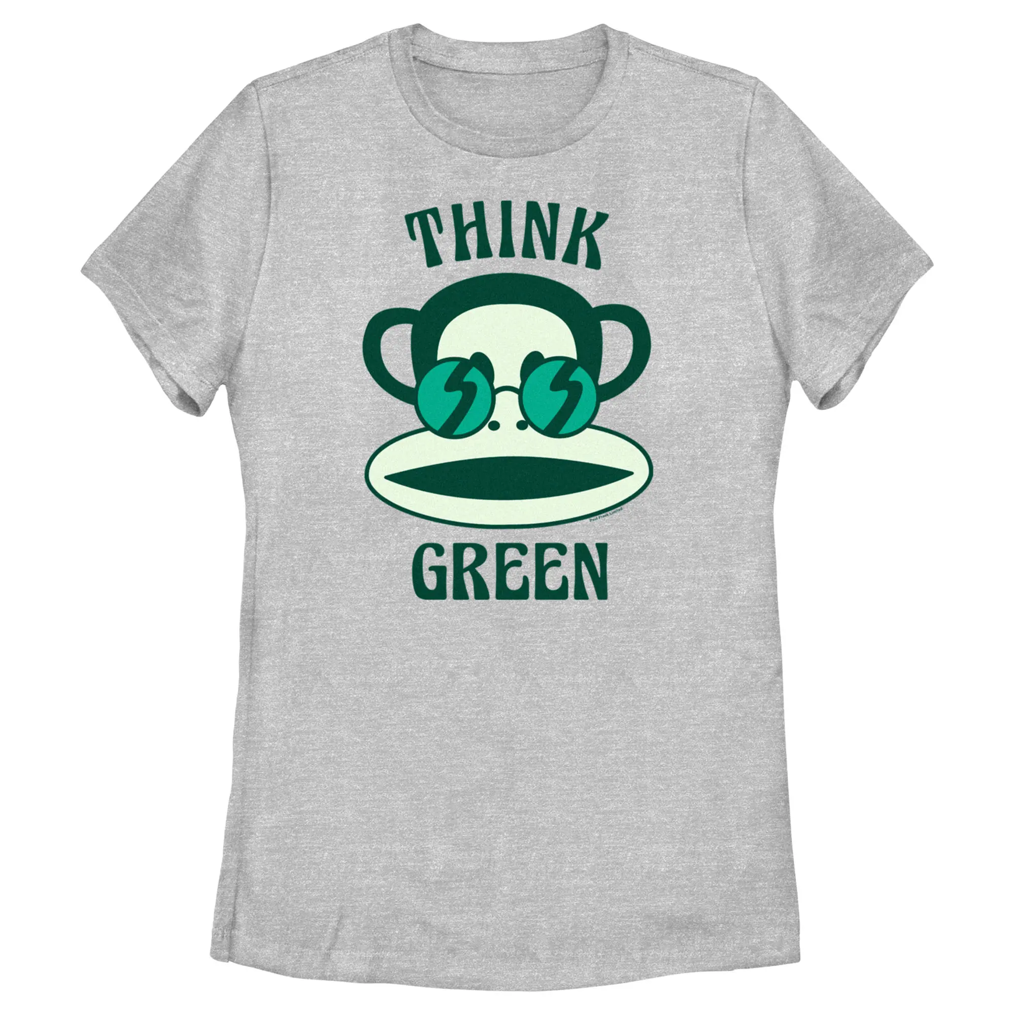 Women's Paul Frank Casual Fashion Colorful Short-Sleeve Apparel - Think Green Julius the Monkey T-Shirt, Shortsleeve