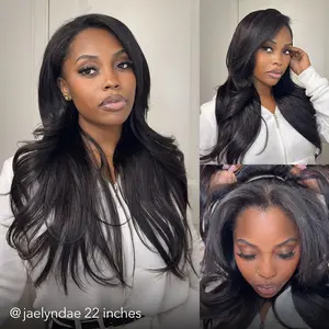 [Must-Have Wig] Wavymy Pre-Styled Butterfly Cut Layer Yaki Straight Natural Wave V Part&Half Wig Beginner Friendly Glueless No Lace Easy Install 250% Density 100% Human Hair Natural Realistic Hairline Comfortable Protective Styling Daily
