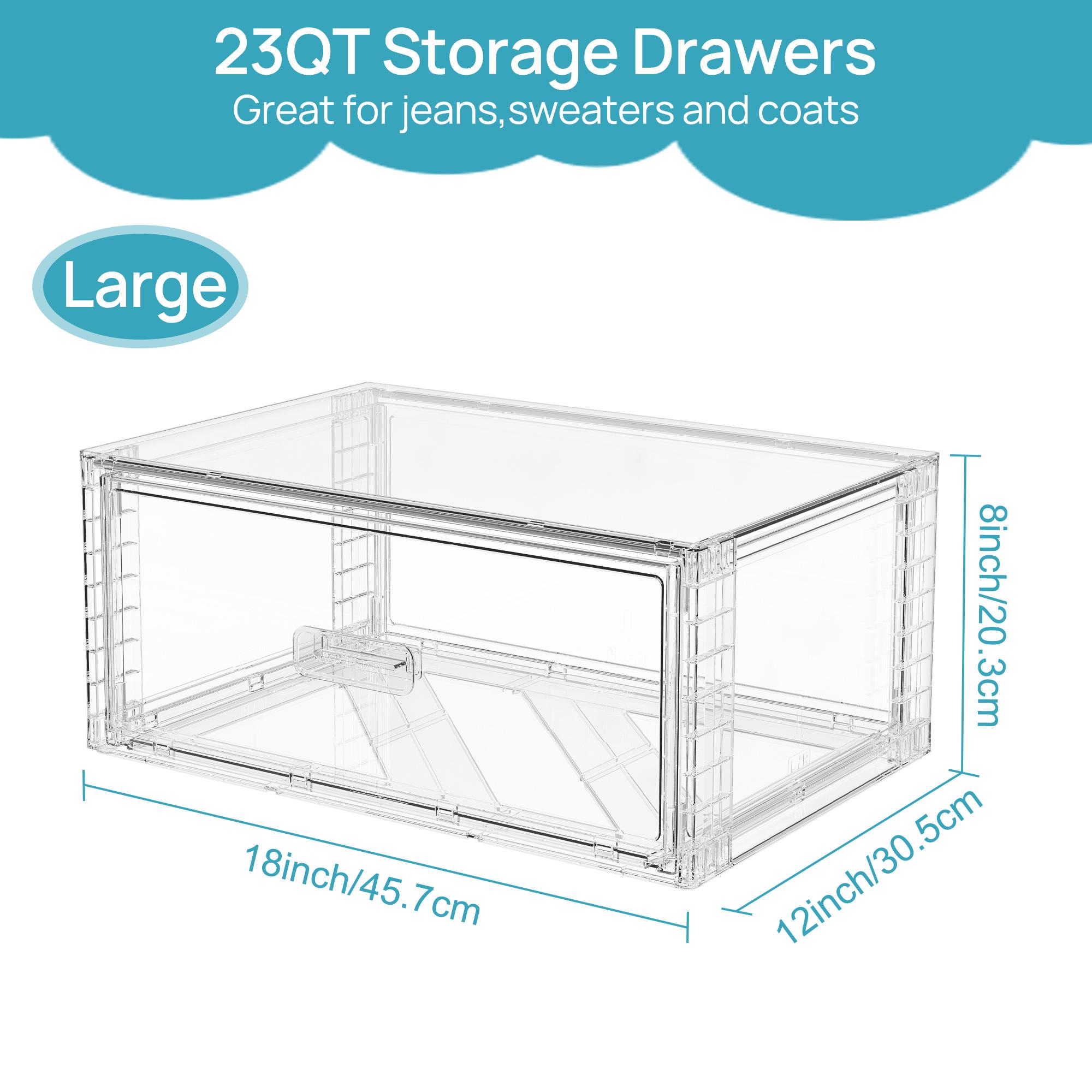 [Video Only] Vtopmart 2/5 Pack Large Clear Rectangle Stackable Drawers 18-23QT, Easily Assembled Plastic Organizer Storage, Dustproof Clothes Storage Organizer for Closet, Underbed Use,DormRoomHacks
