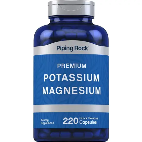 Piping Rock Potassium Magnesium Supplement | 220 Capsules | Non-GMO, Gluten Free Premium Complex