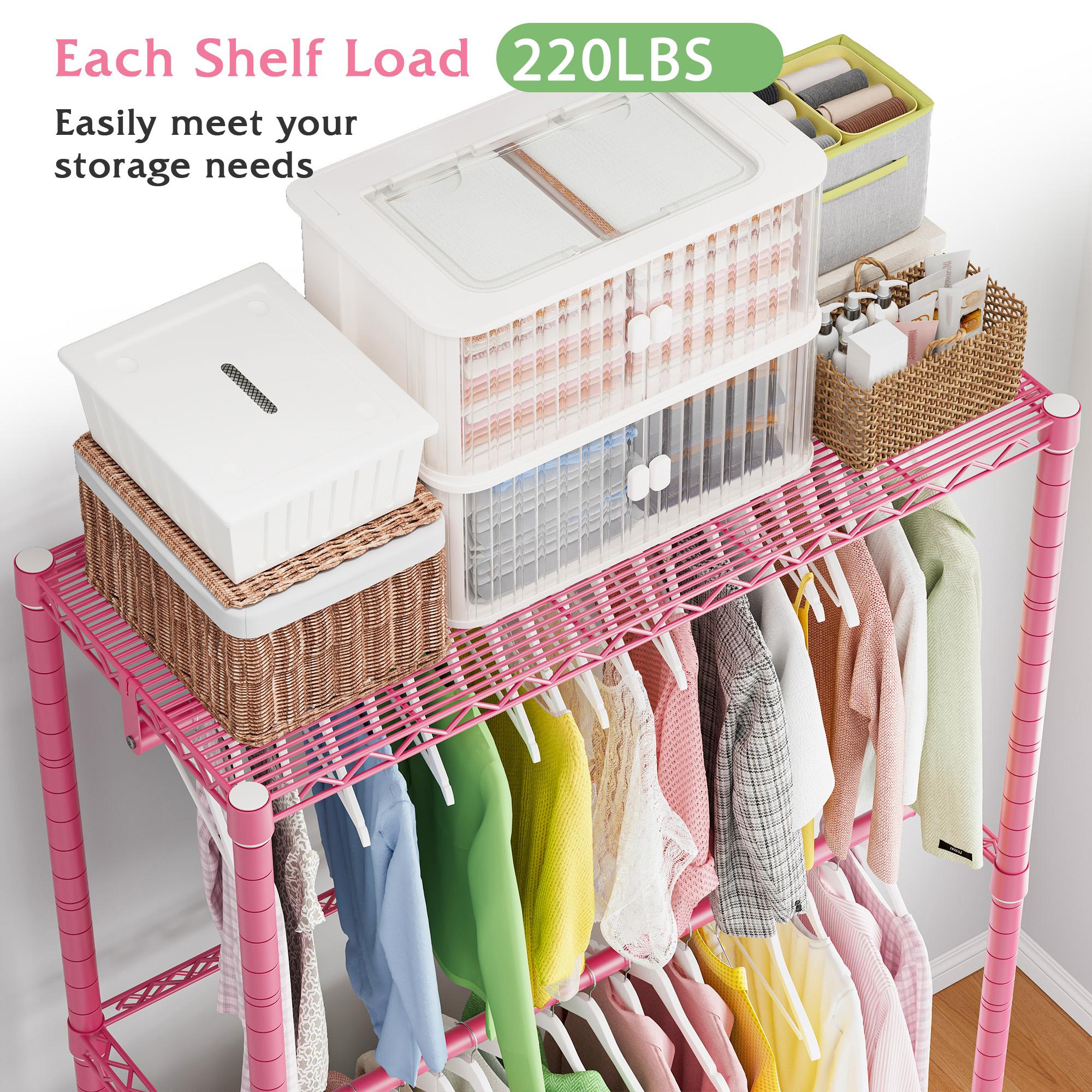 Raybee Clothes Rack 79''H Heavy Duty Clothing Rack with Wheels Adjustable Clothing Racks for Hanging Clothes Portable Rolling Clothes Rack Metal Garment Rack 79" H X35.5 W X15.7 D