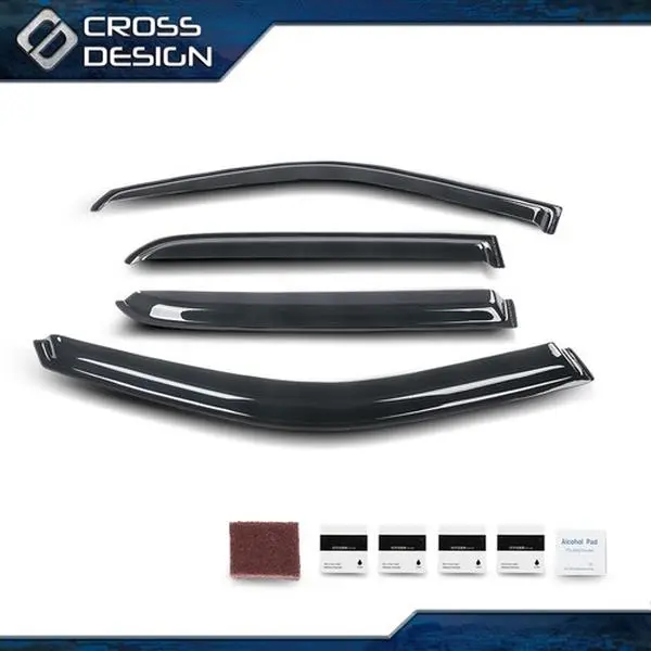 CROSSDESIGN Custom Fit Low Profile Acrylic Automotive Side Window Visors - Wind Deflectors, Vent Rain Guards, Sun Protection Exterior Accessories for 2009-2025 Dodge Ram 1500, 2500 with Adhesive Tape, Multi-Function Sun Side Window Deflectors & Visors